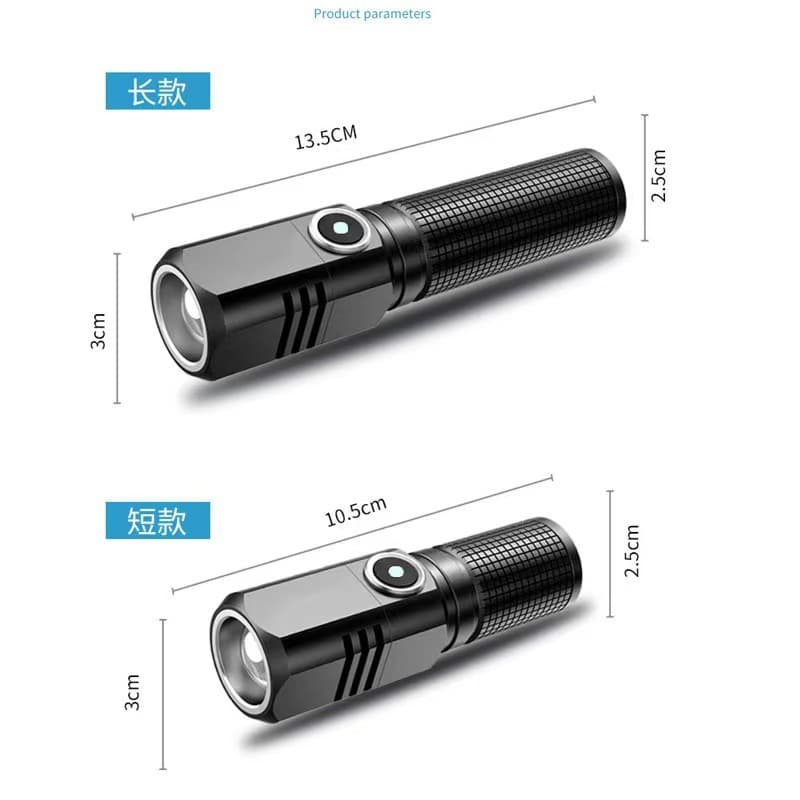 New Cross-Border Strong Flashlight Mini Portable Long-Range LED Laser Ultra-Bright P50 Rechargeable Type-C Zoomable