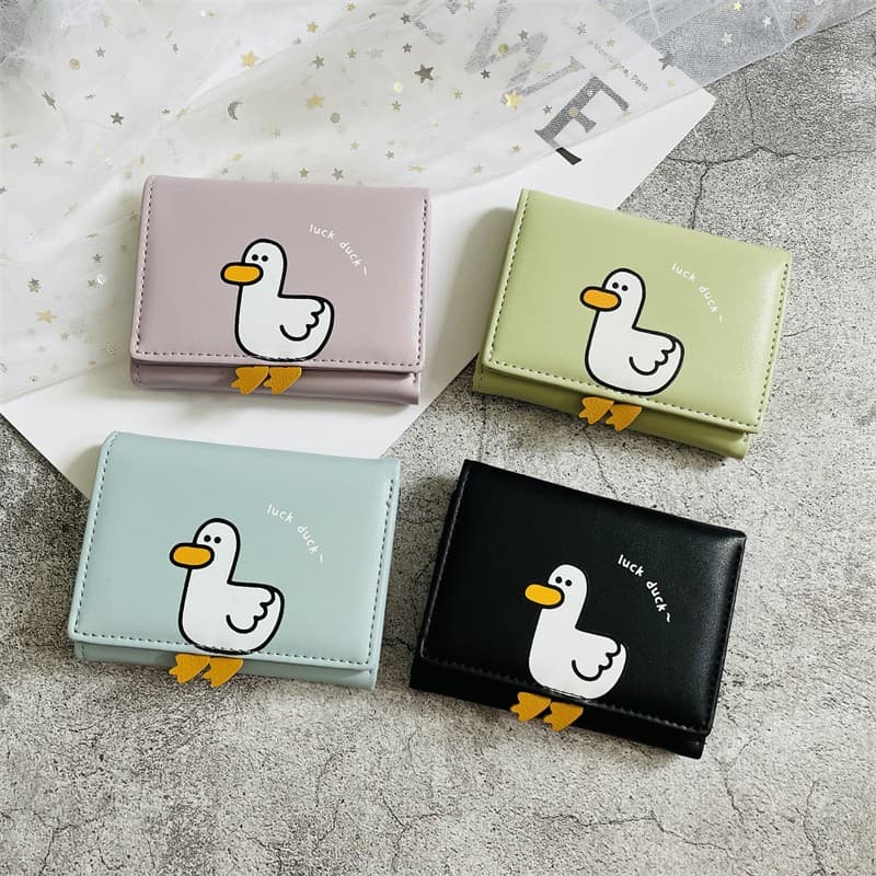 【DUCK Not Necessary】Multi-slot Duck Wallet for Women, Tri-fold Short Wallet Coin Purse Card Holder