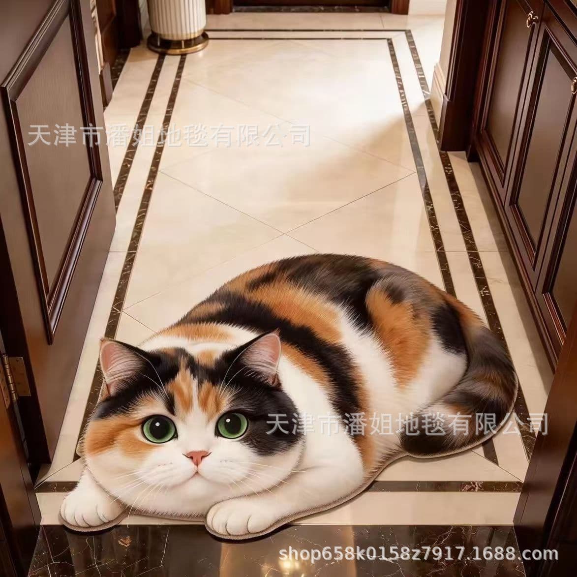 Cross-border delivery of 3D cat diatom mud floor mats for household entrance doors, dirt-resistant, wear-resistant, easy-care anti-slip mats
