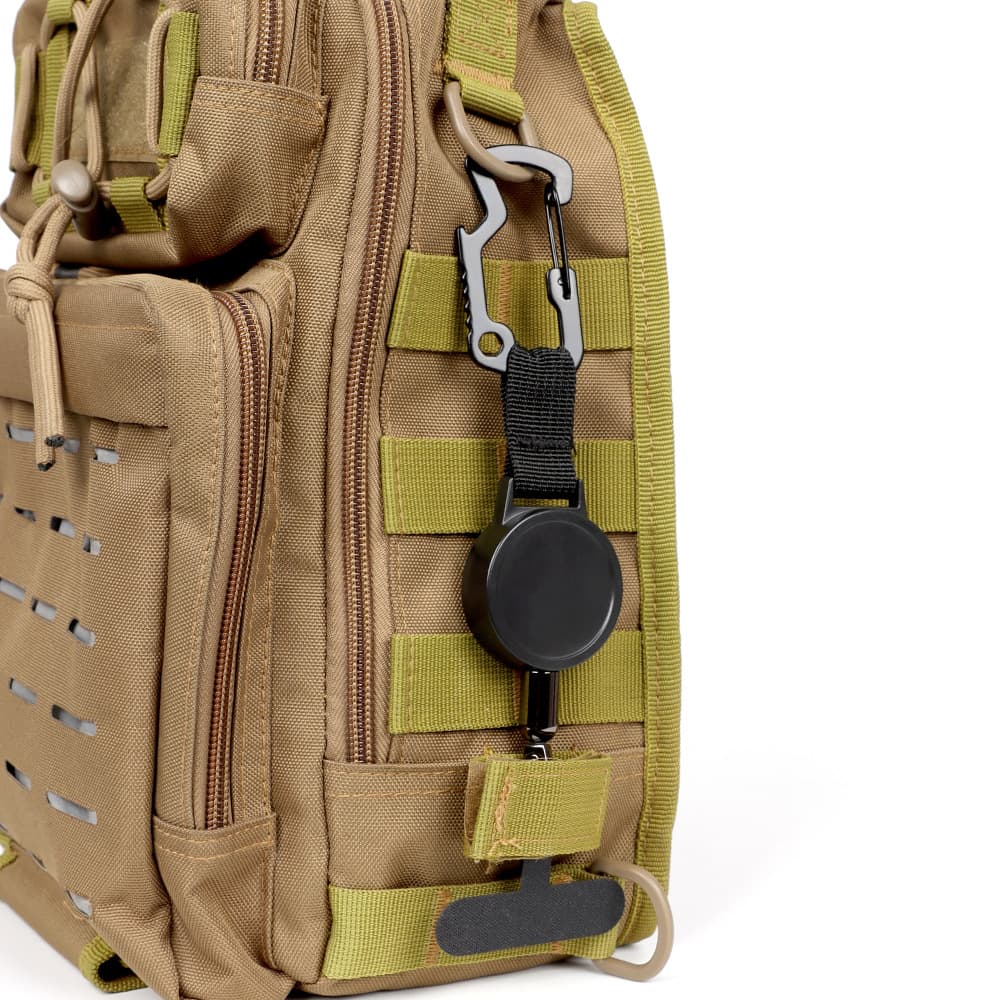 Outdoor Square Locking Reinforced Tension Anti-Theft Retractable Keychain with Thick Braided Webbing