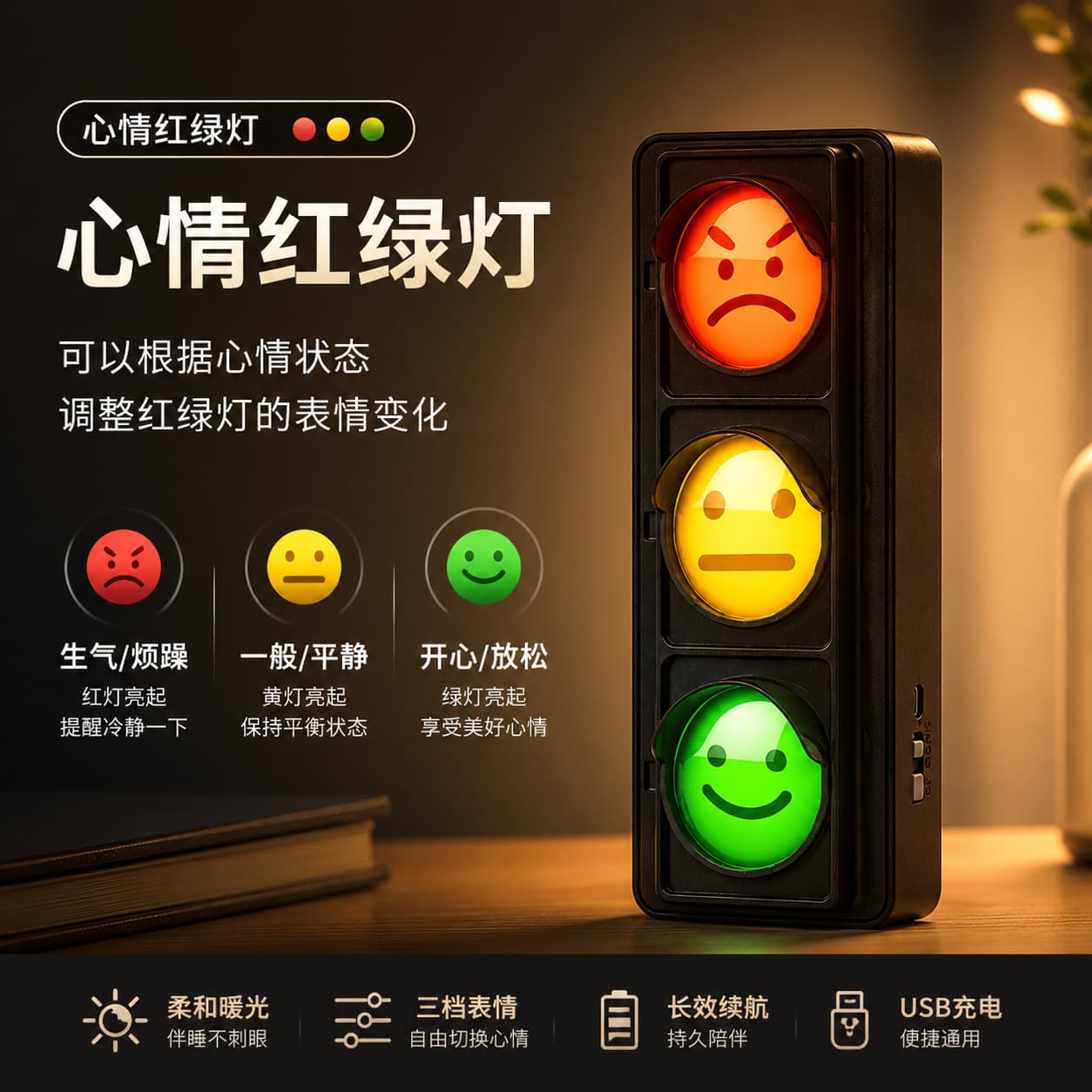 Creative mood traffic light night light office artifact table with workplace atmosphere new personality novelty traffic light table