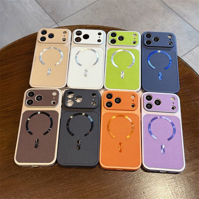 Magnetic Phone Case for iPhone 17 Pro Max, Lychee Texture Shockproof Protective Cover for Apple 16 Pro