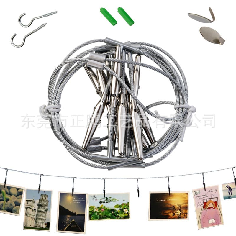 Background Wall Metal Long Chain Hanging Photo Clip Store Memo Note Photo Clip Ornament Hanging Prop Wall