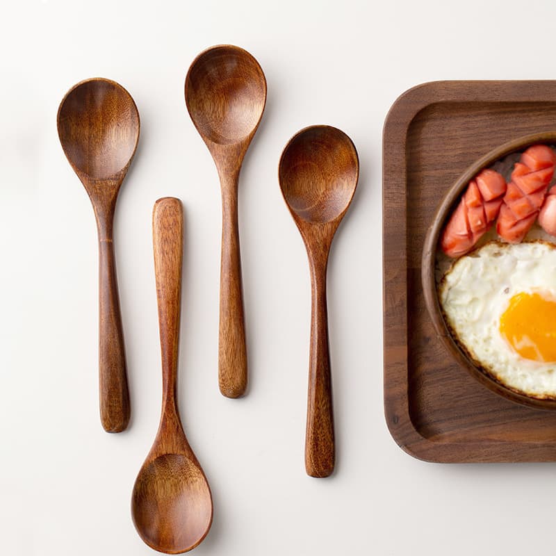 Cross-border Internet celebrity eating spoon, mixed rice spoon, ramen spoon, dessert Japanese-style nanmu spoon, small wooden spoon, long-handled wooden spoon