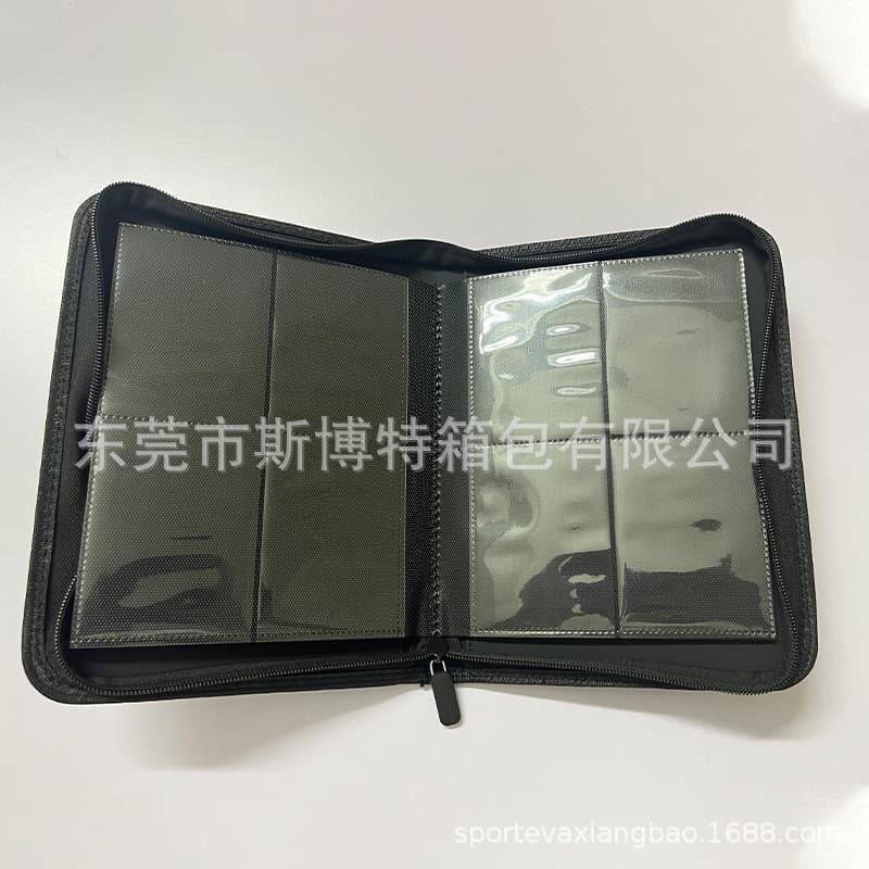 9-Pocket Business Black Fixed Page Card Holder with 4-Grid Leather Waterproof Collection Album