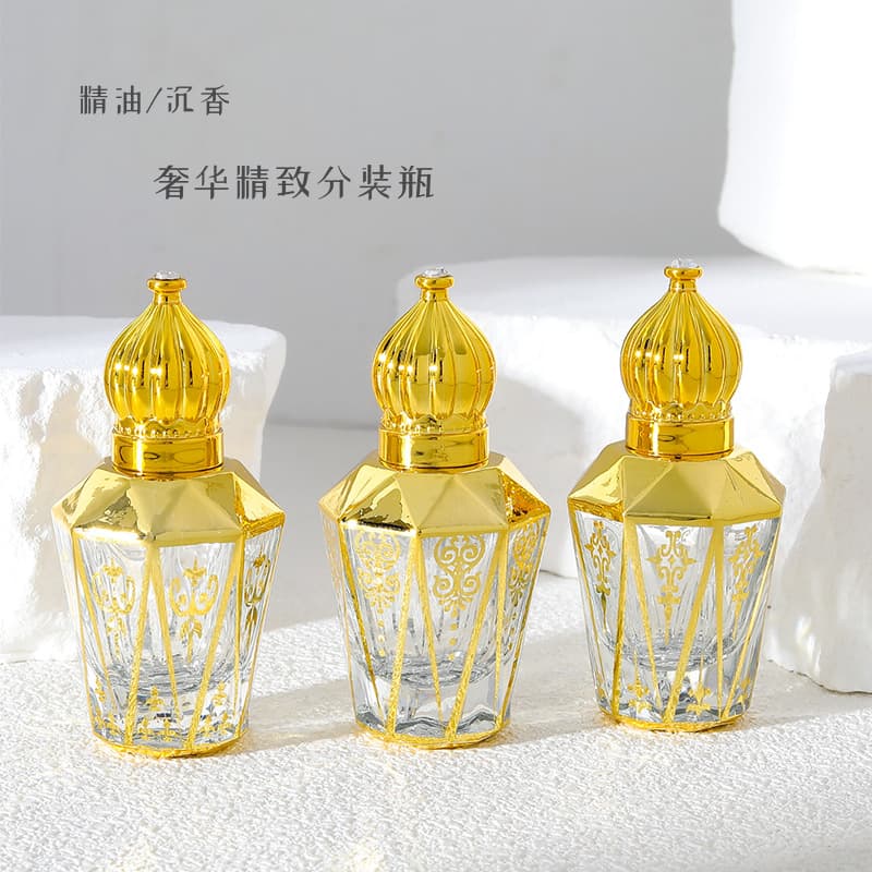 12ml Ball Perfume Bottle, Electroplated Portable Sample Glass Roll-On Bottle, High-Grade Essential Oil Empty Bottle