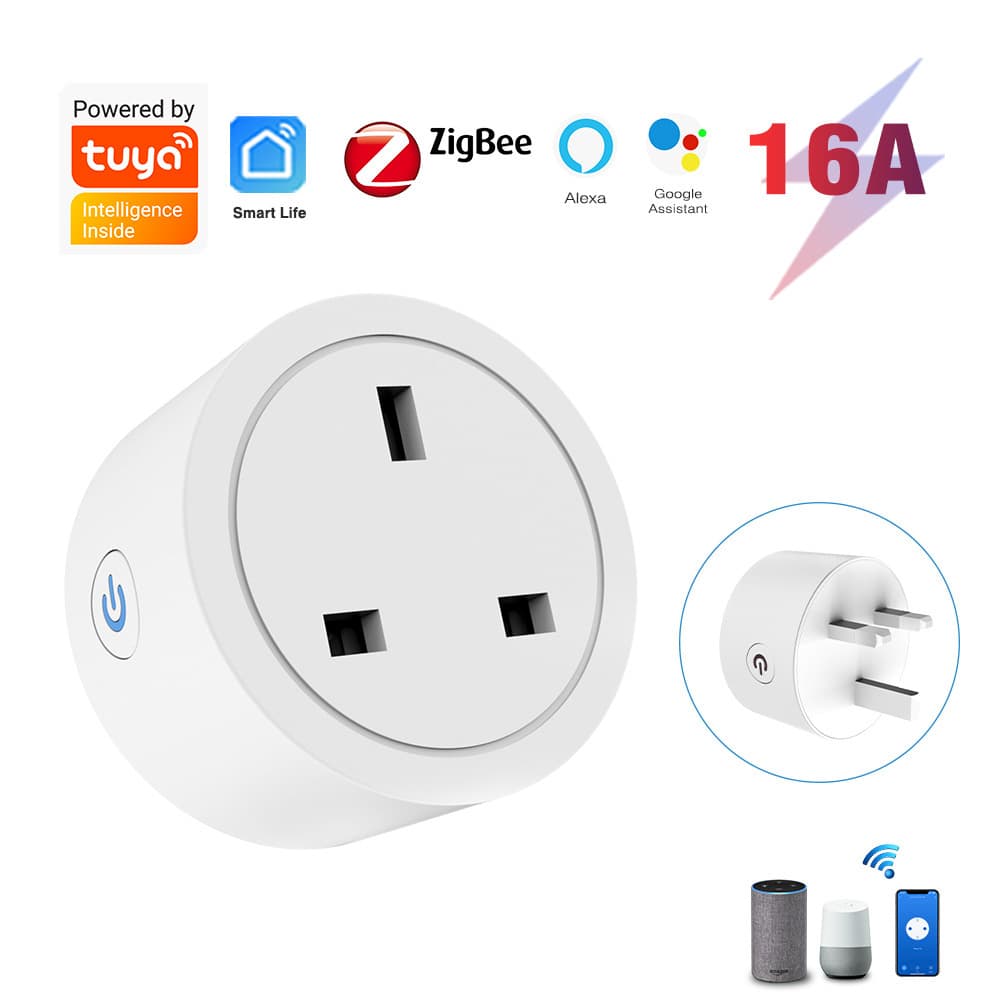 TUYA Battery Power Monitoring Smart Plug WiFi Socket HomeKit Alexa Google UK Standard Socket