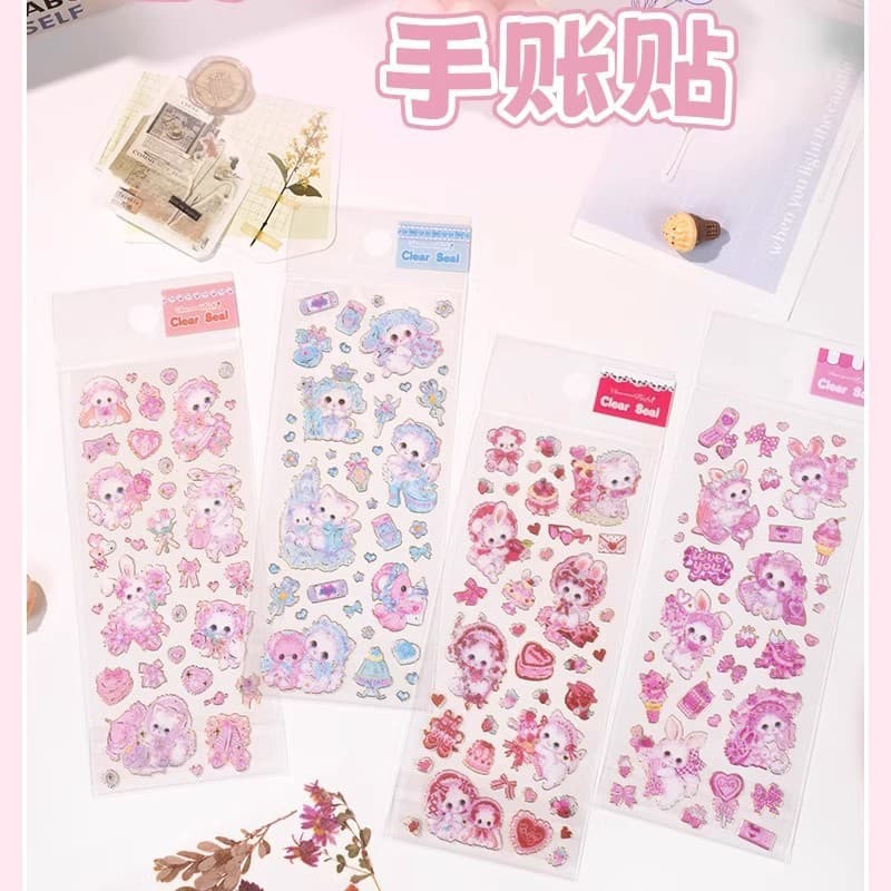 Shanle Japanese-style Cat Stickers Sweet Cute Scrapbooking Material Bunny Gold Foil Stickers for Phone Case Cup Wall Decoration