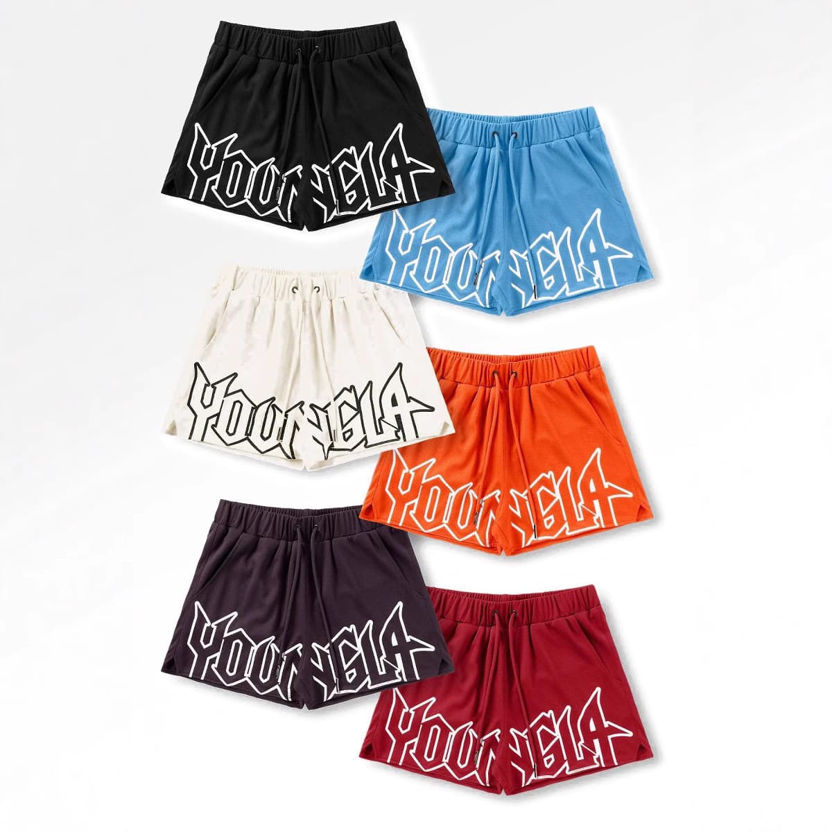 Youngla Summer New Sport Fitness Mesh Quick Dry Breathable Basketball Training Shorts Casual Beach Pants Polyester Fiber
