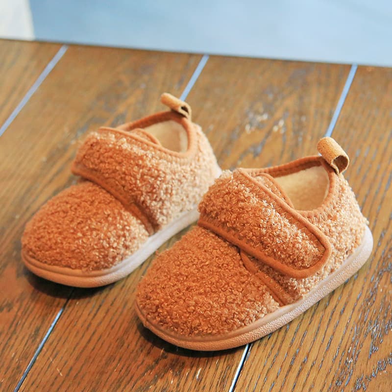 Winter New Baby Indoor Shoes Soft Sole Home Slippers Cotton Shoes with Heel Fur Warm Children's Shoes