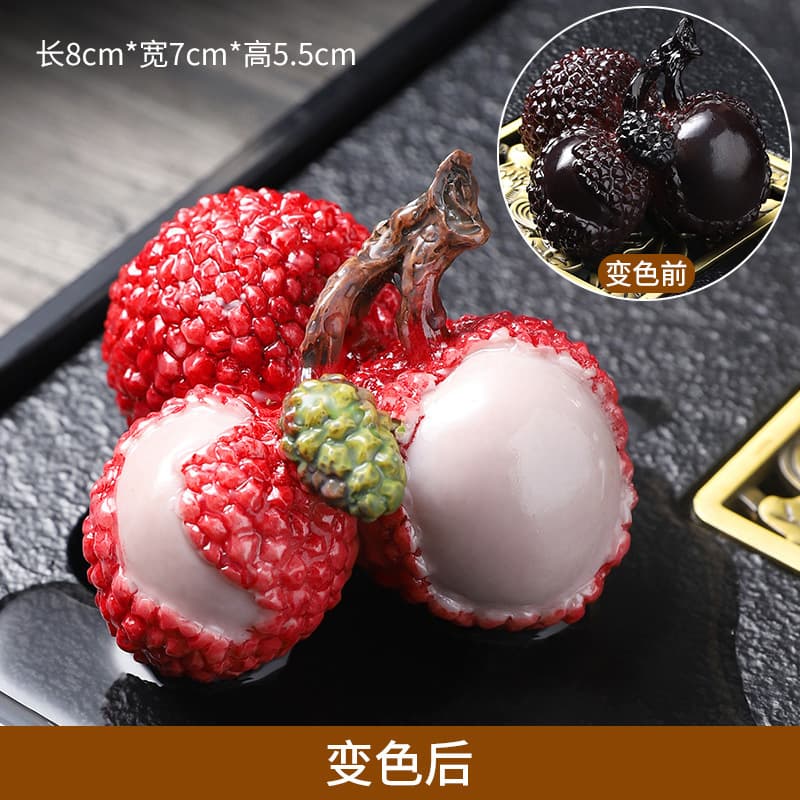 Creative Tea Play Ornament Color-Changing Lychee Tea Pet Zen Tea Tray Small Brewing Table Decoration Tea Set Tea Stage Raisable