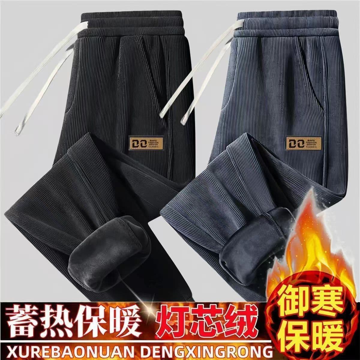 Winter New Corduroy Casual Pants Loose Men's Trousers Korean Style Men's Large Size Cropped Pants Work Cuffed Pants