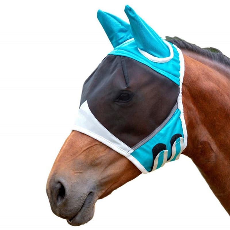 Cross-border Horse Fly Mask with Velcro, Mosquito, Insect and Fly Proof Horse Head Cover, Flight Mask, Equestrian Supplies, Factory Stock