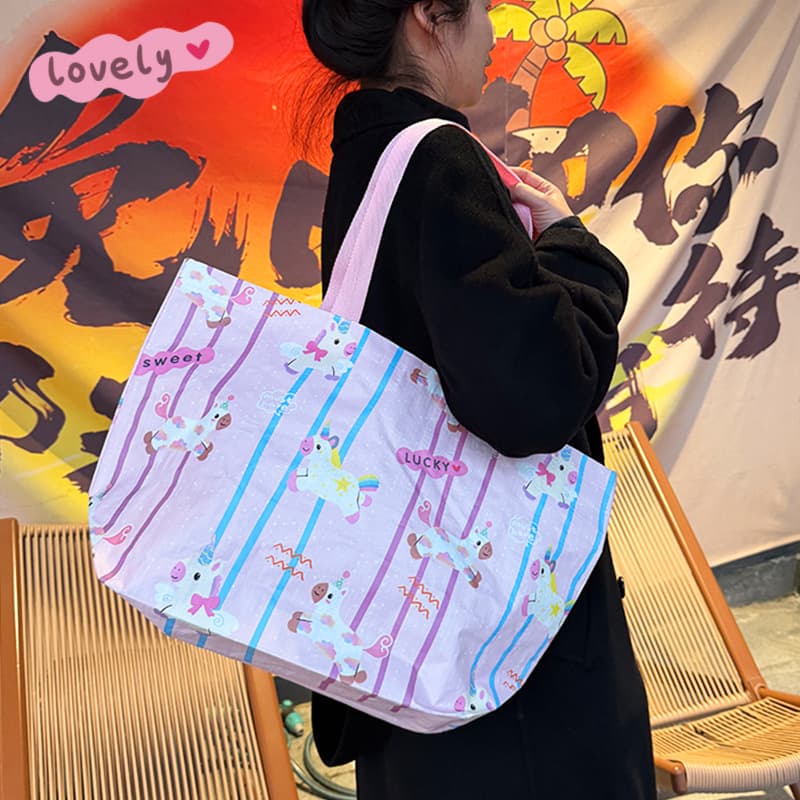 Unicorn Woven Bag Pink Handbag Clothing Bag Gift Bag In Stock Customizable Souvenir Wedding Plastic Bag