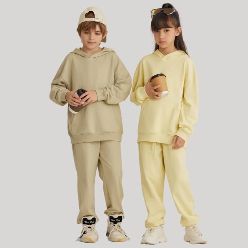 LVLV Set | American FOG Earth Tone Pure Cotton Kids Hoodie Street Style Jogger Sweatpants Sportswear Set