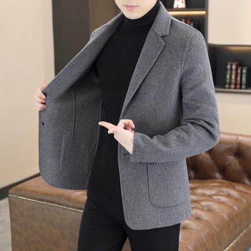 2024 wool coat men's suit autumn/winter new suit short wool jacket business casual trendy