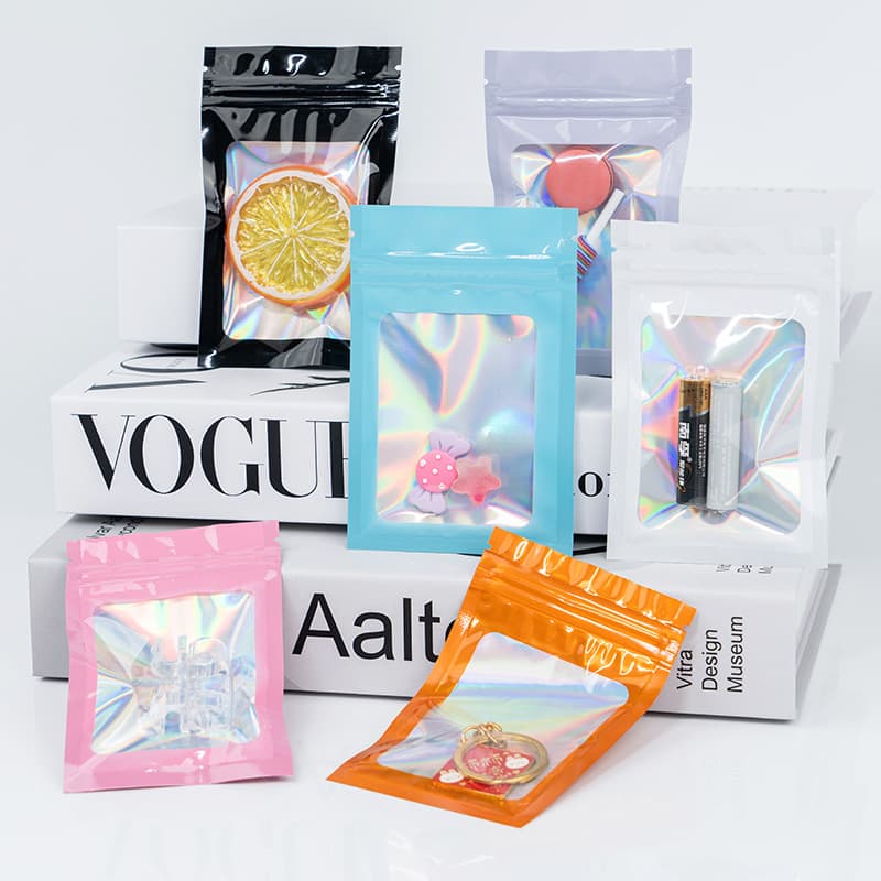 Cross-Border Colored Windowed Laser Self-Sealing Bags, Transparent Yin-Yang Plastic Sealing Bags, Jewelry Sealing Bags, Sealed Plastic Self-Sealing Bags