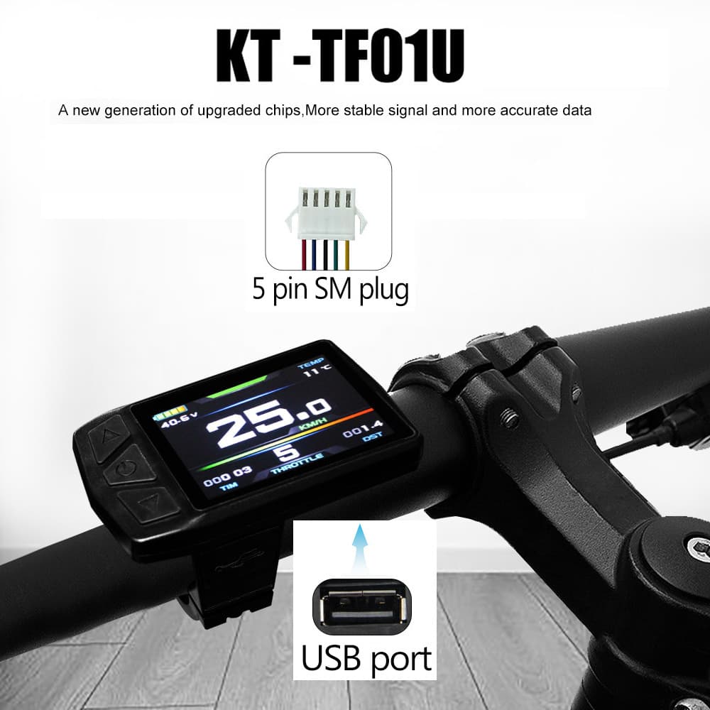 Cross-border Hot Sale Bicycle Modification Electric Use Quantum KT-TF01U Color Screen LCD Meter/SM Connector