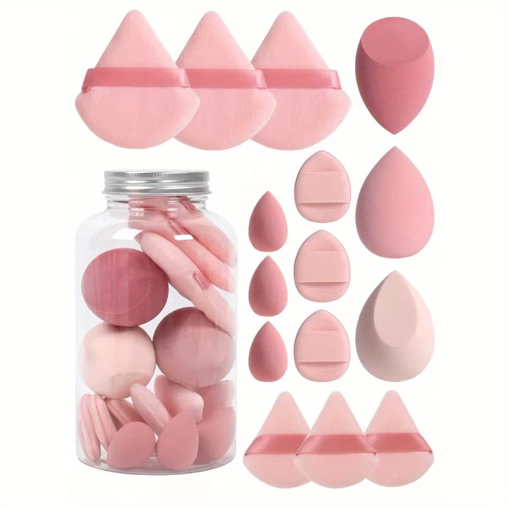 Mini Cotton Makeup Sponge Beauty Blender 15 Pieces Set Fan Favorite Drift Bottle Packed Makeup Puff For Face And Body Care