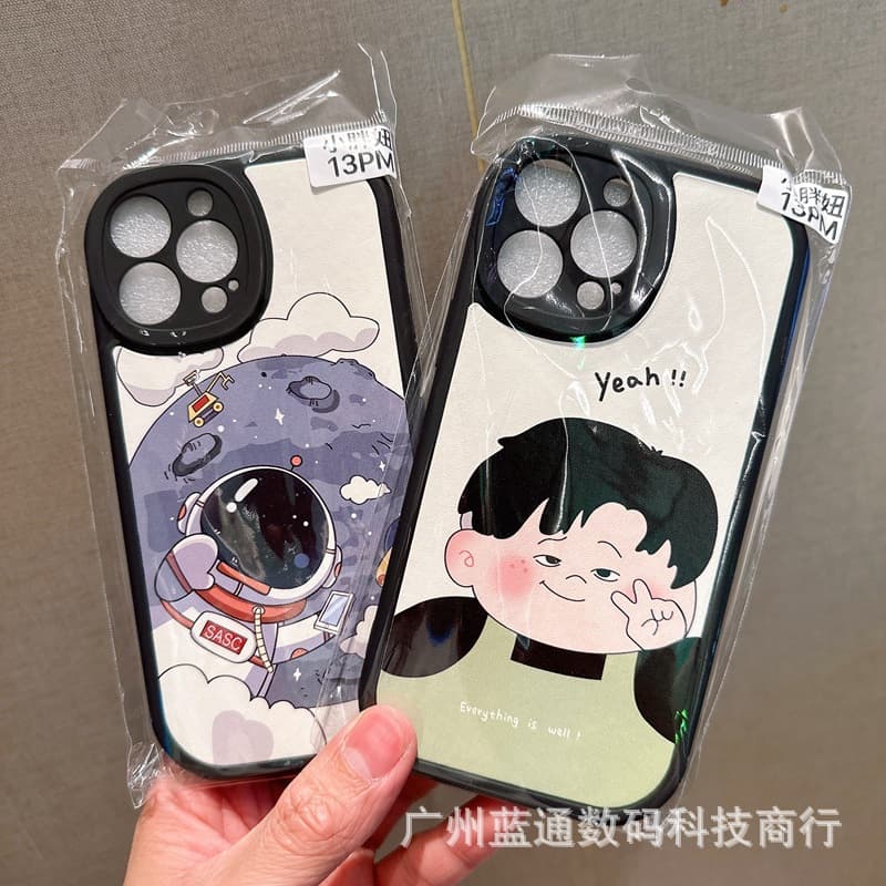 Xiaopangmei Cartoon Leather Phone Case for iPhone 16, Silicone Protective Cover for 17 Pro Max, Precision Cutout Case for 14