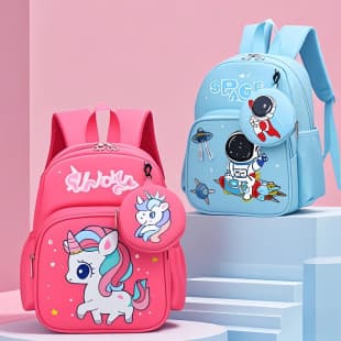 Preschool Backpack for Girls and Boys Ages 3-6, Cute Astronaut Design, Lightweight Spine-Protecting Kids School Bag