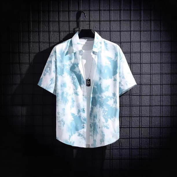 Men's Short Sleeve Printed Shirt, Casual Beachwear, Personalized Thin Couple Top, New Arrival