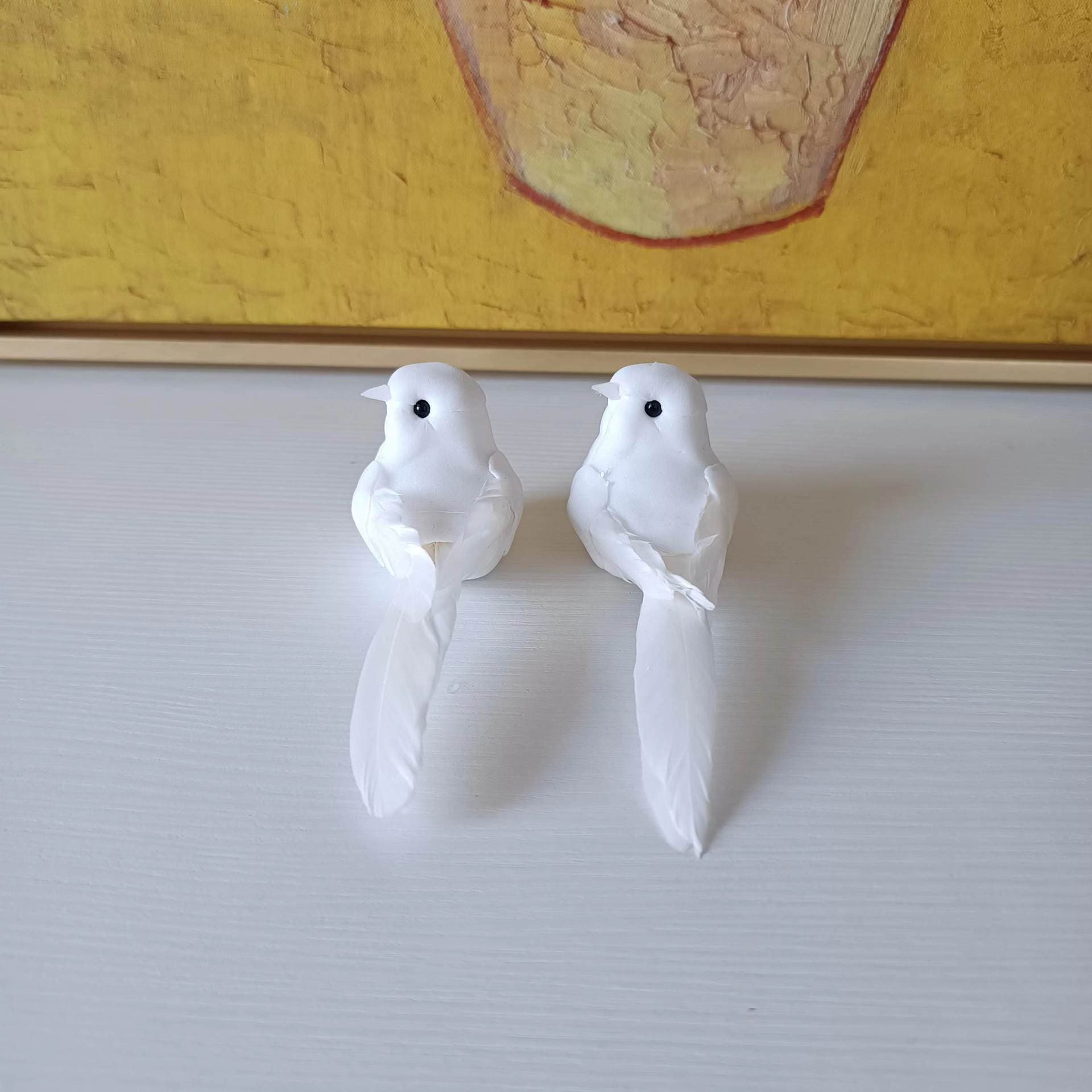 White Feather Foam Small Bird Feather Bird Factory Direct Christmas Decoration Festival Ornament 10.5cm