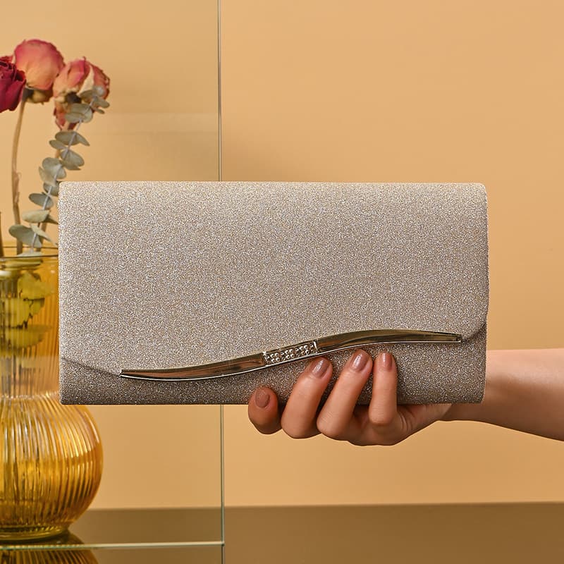 Elegant Evening Bag with Metal Trim Fashionable Korean Style Women's Single Shoulder Handbag Magnetic Lock City Chic