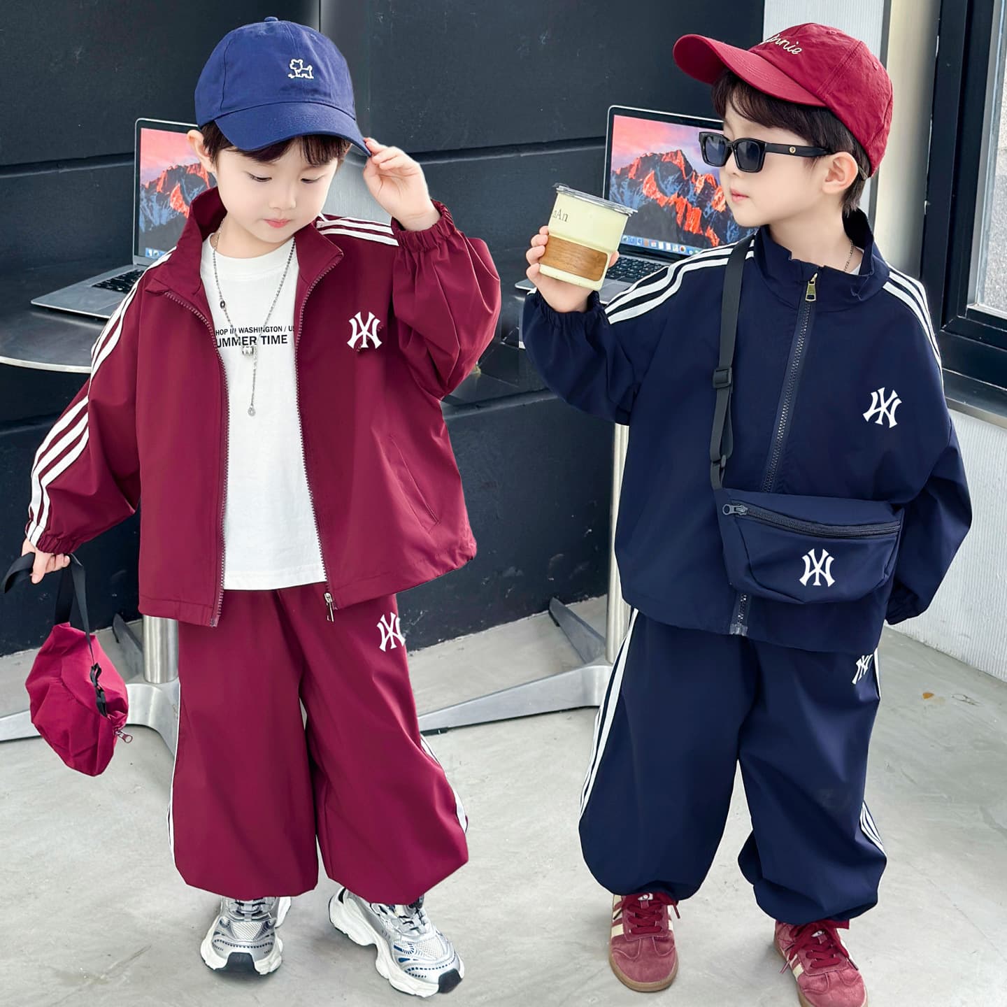 Boys' Windbreaker Set Stylish Kids Spring Autumn Sports Outfit 2025 New Jacket Coat Baby Casual Pants