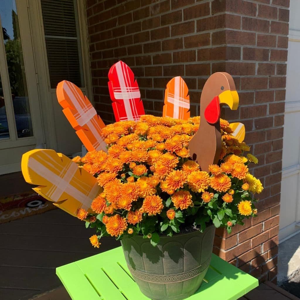 New Cross-Border Thanksgiving Turkey Planter Wooden Sticks Decorative Insert