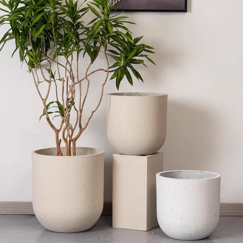 Extra large round magnesia clay flowerpot tabletop simple Nordic style handmade cement flowerpot wine cup type magnesium clay flowerpot