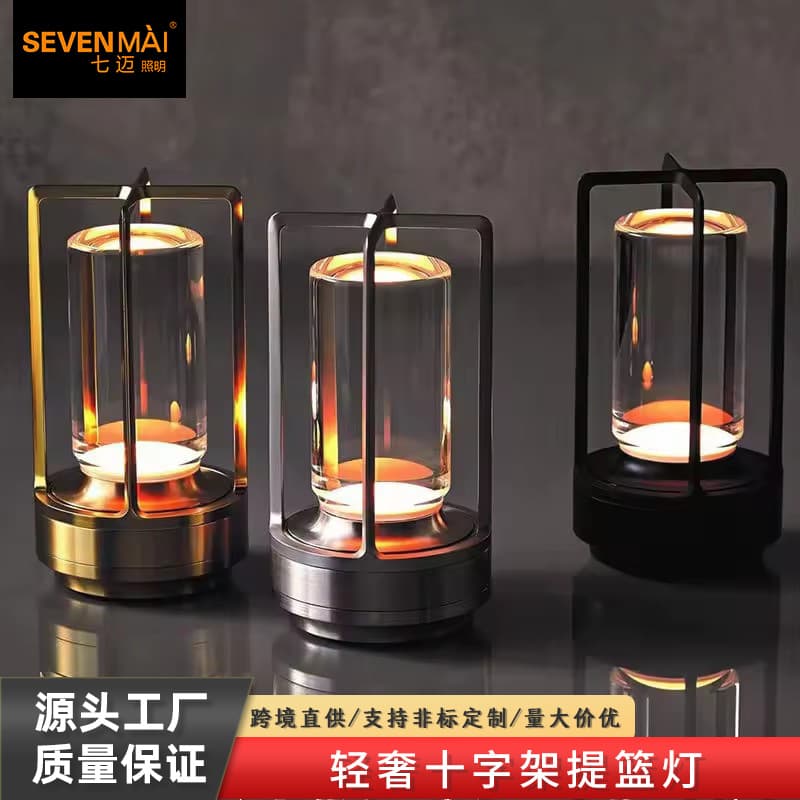 Cross-border led touch rechargeable table lamp bedroom bedside night light portable outdoor restaurant camping retro decorative light