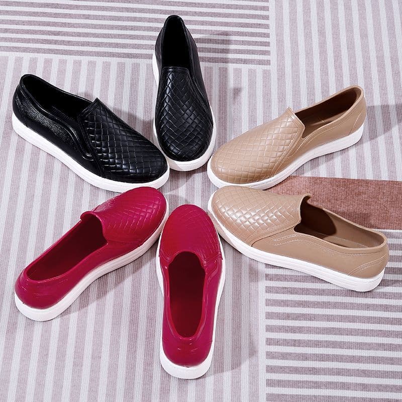Factory Price Solid Color Simple Women's Faux Leather Oxford Shoes Comfortable Non-Slip Waterproof Men's Autumn Work Shoes 7366