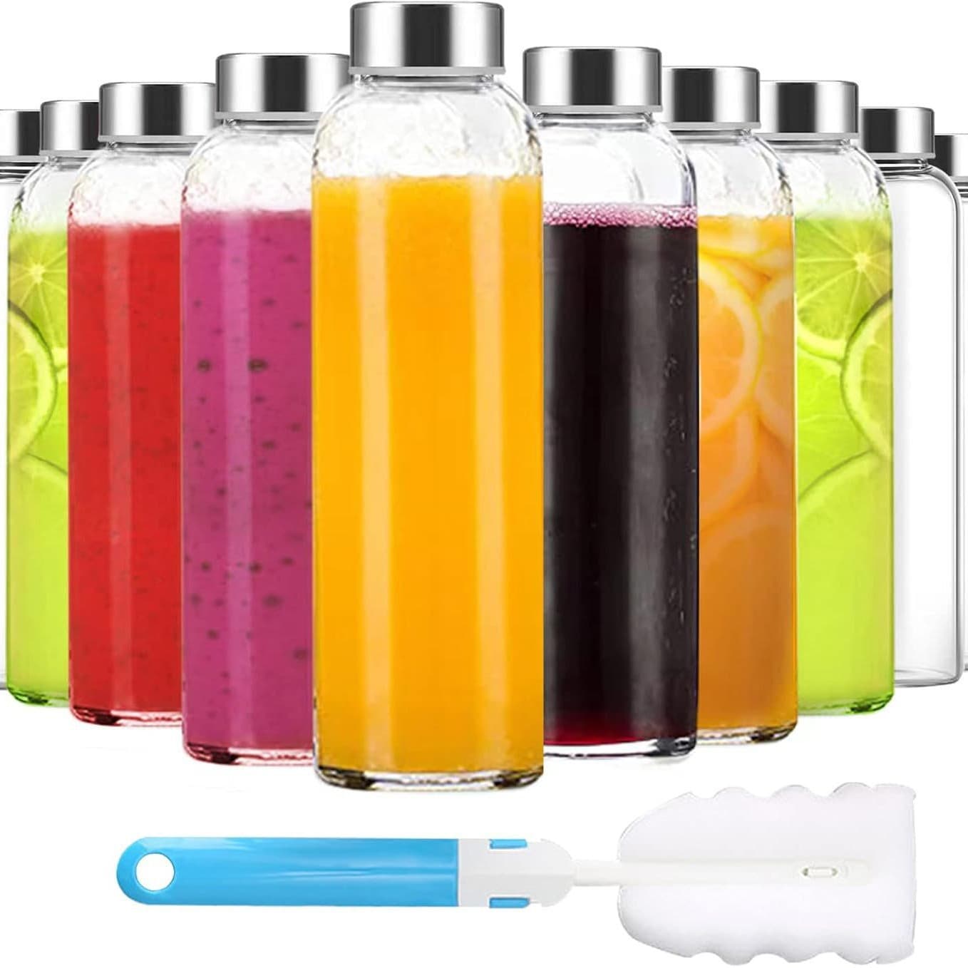 Hot Selling Cross-Border 16oz Glass Juice Bottle with Lid, Leak-Proof Set for Beverage Storage