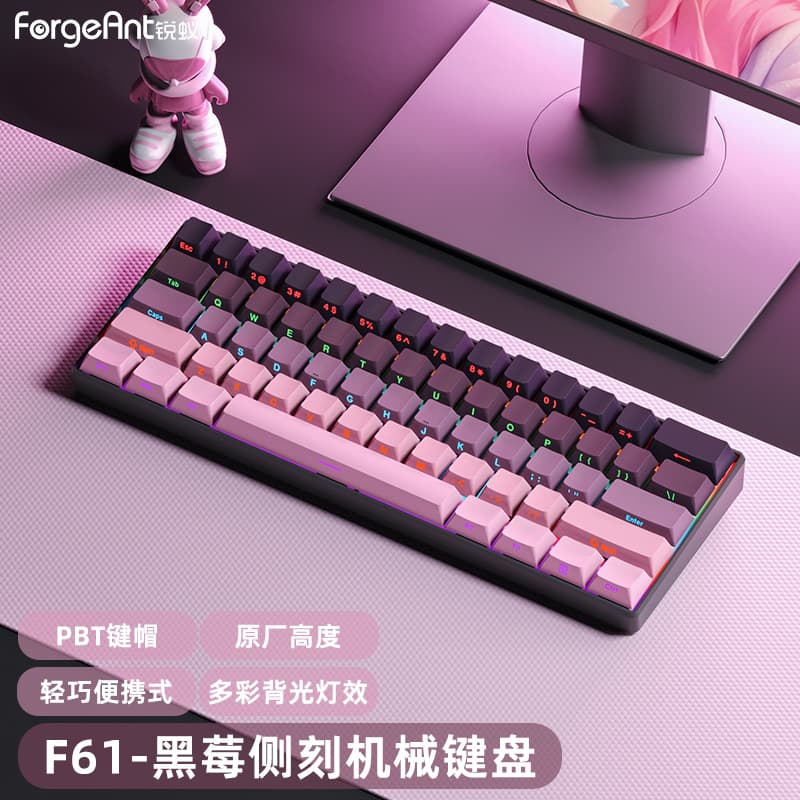 61-Key Mechanical Keyboard Wired Gaming Office Blackberry Gradient Laptop Keyboard High Appearance for Women