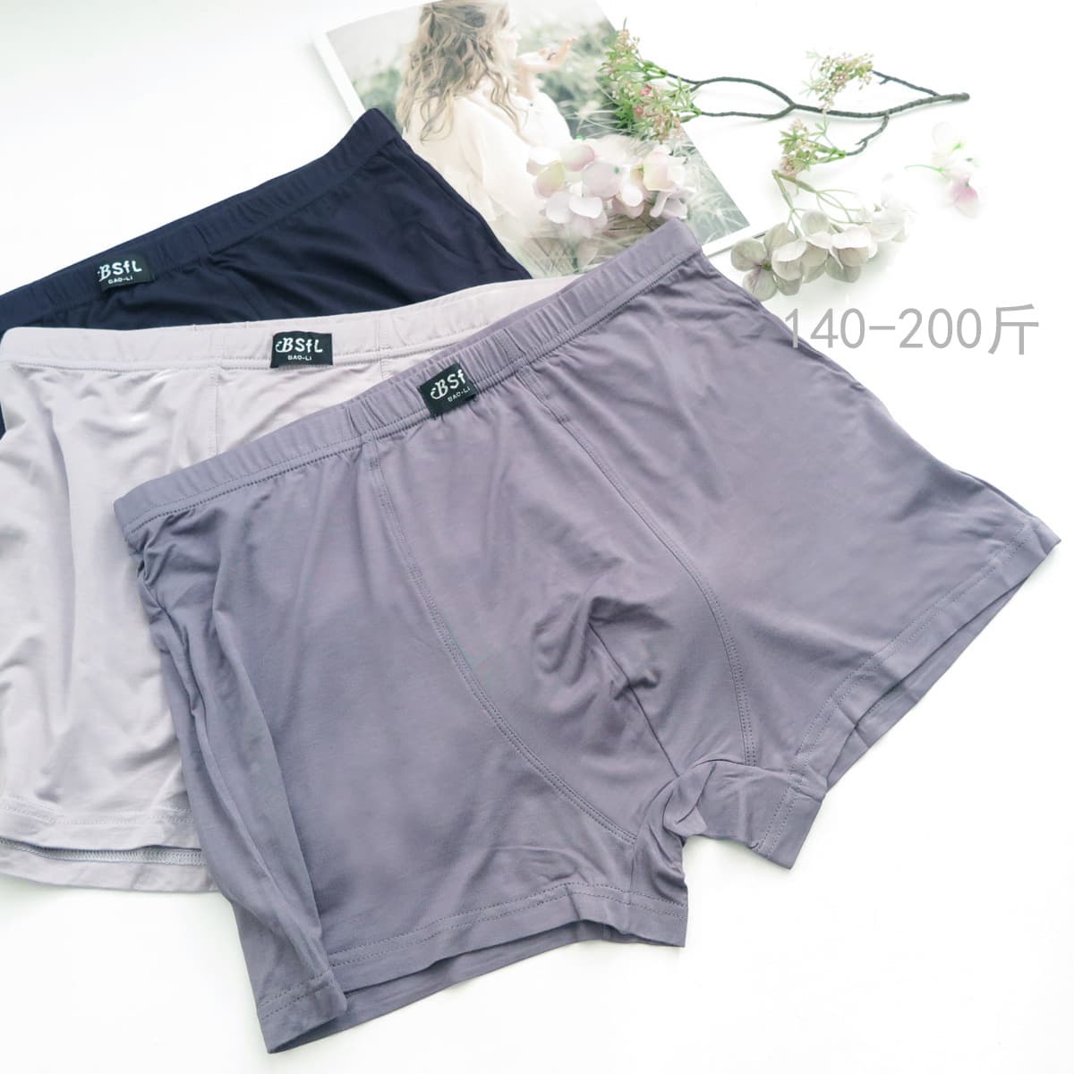 Men's Plus Size Modal High Waist Boxer Briefs for Middle-Aged and Elderly Men