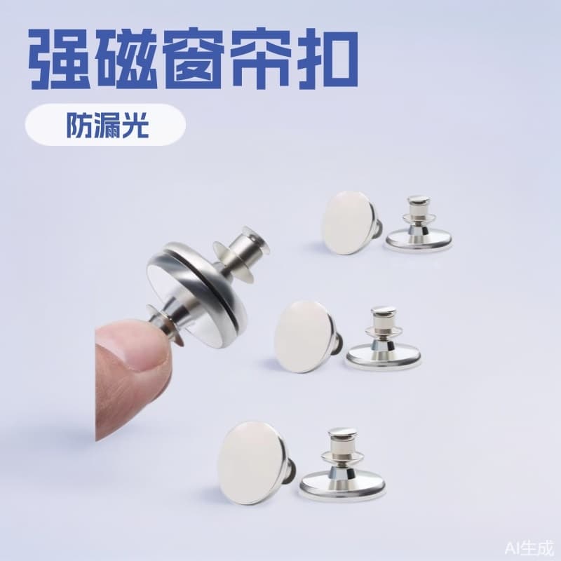 Stainless steel curtain magnetic buckle, anti-light leakage buckle, strong magnetic door curtain, removable, seam-free metal strap, magnetic buckle