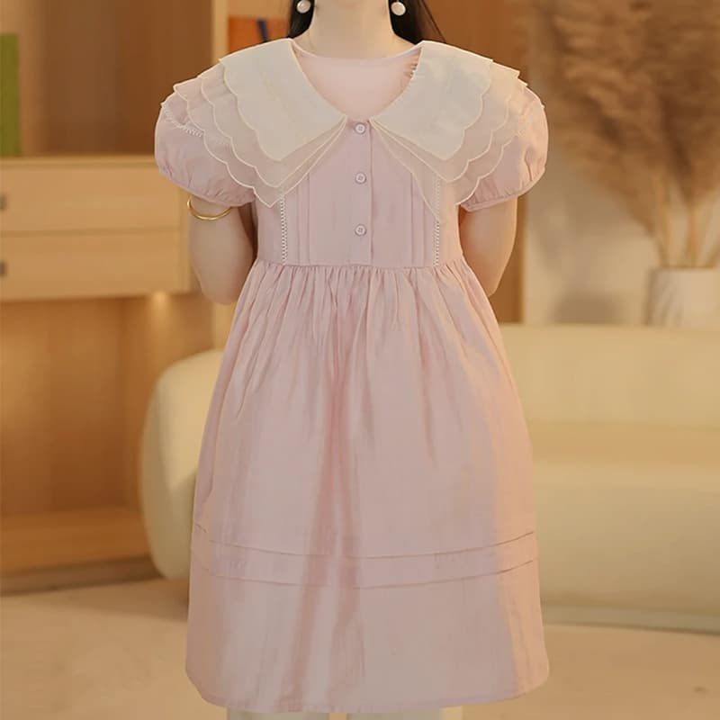 Summer girls' dress doll collar skirt children's medium and large children's fashionable girl princess summer dress 2025 new style