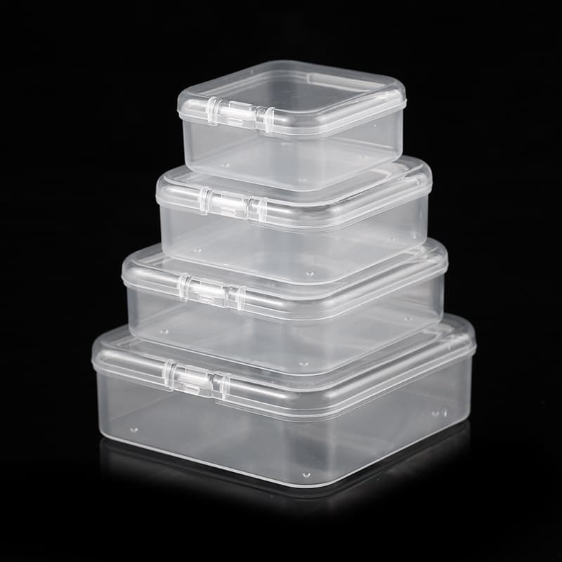 Square Transparent Storage Box, PP Plastic Container for Jewelry, Hardware, and Small Parts