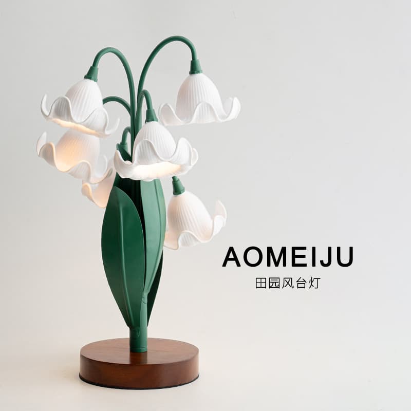 Cross-border Tulip Romantic Table Lamp Bedside Lamp Bedroom Lily of the Valley Bedside Lamp Flower Warm Atmosphere Night Light