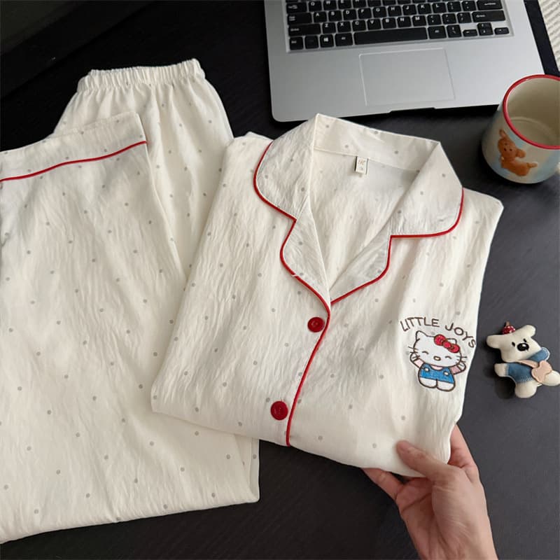 Women's Pajamas Spring Autumn Long Sleeve Long Pants 2026 New Cloud Cotton Thin Cute Cartoon Summer Set Loungewear