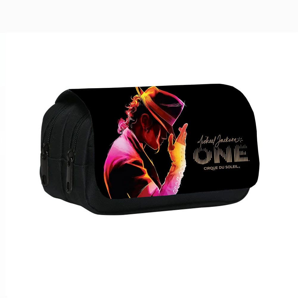 Cross-border wholesale Michael Jackson printed double-layer pencil bag Michael Jackson student stationery bag