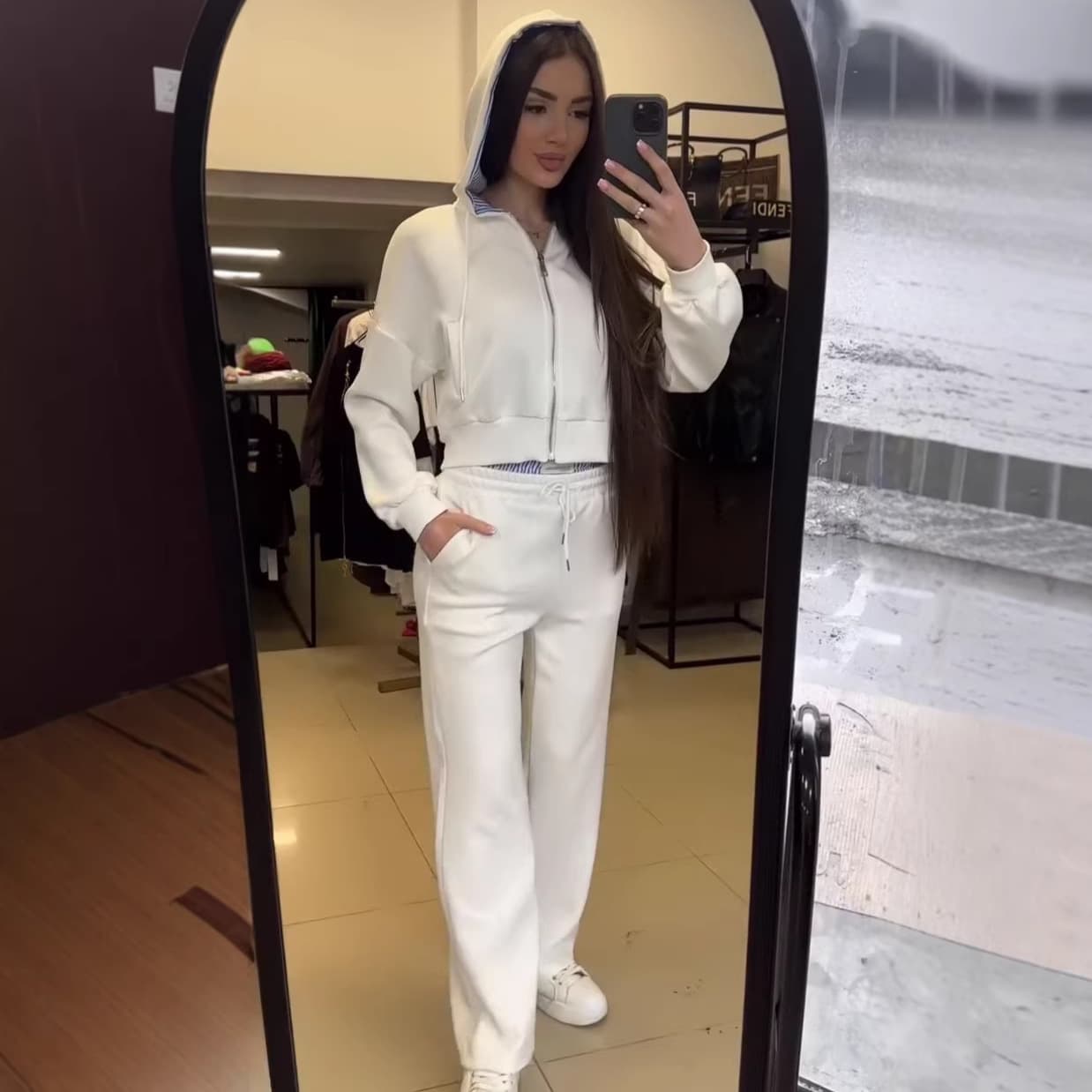 Amazon Cross-Border 2026 New Autumn Women's Hooded Long-Sleeve Cardigan Jacket with Zipper Elastic Waist Pants Set