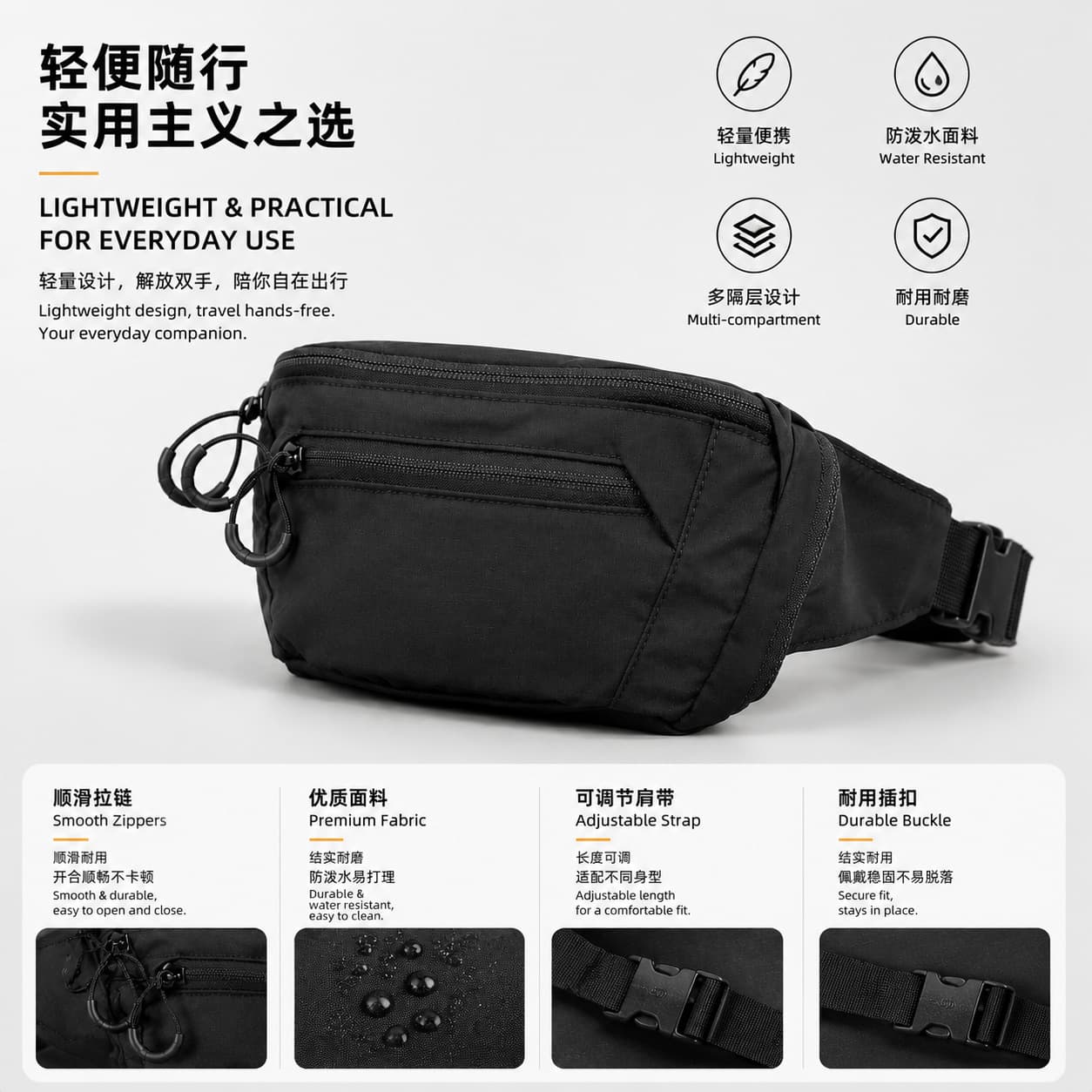 RPET Backpack New Style Crossbody Sling Bag Waist Pack for Men and Women Outdoor Sports Running Hiking Chest Bag