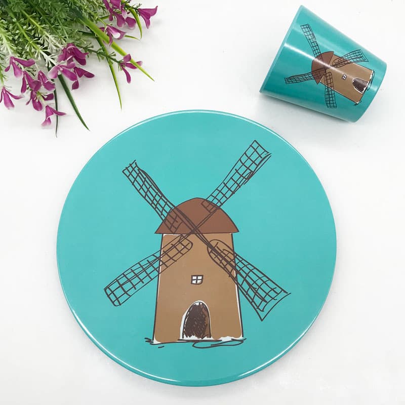 Factory direct export to Europe and the United States 8-inch melamine disc cross-border Amazon holiday theme party decoration imitation porcelain disc
