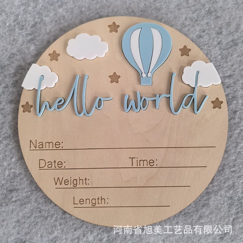 Cross-border newborn hello world wooden milestone month photo commemorative props photography