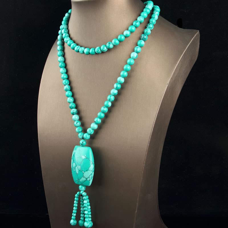 Turquoise Sweater Chain New Drop Heart-Shaped Turquoise Sweater Chain Turquoise Necklace Wholesale Factory Direct Source