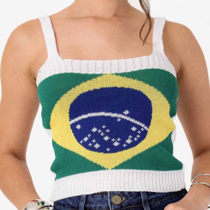 2026 Summer Women's Vest Camisole Knit Top Brazil World Cup Sexy Camisole INS European and American Style Wholesale
