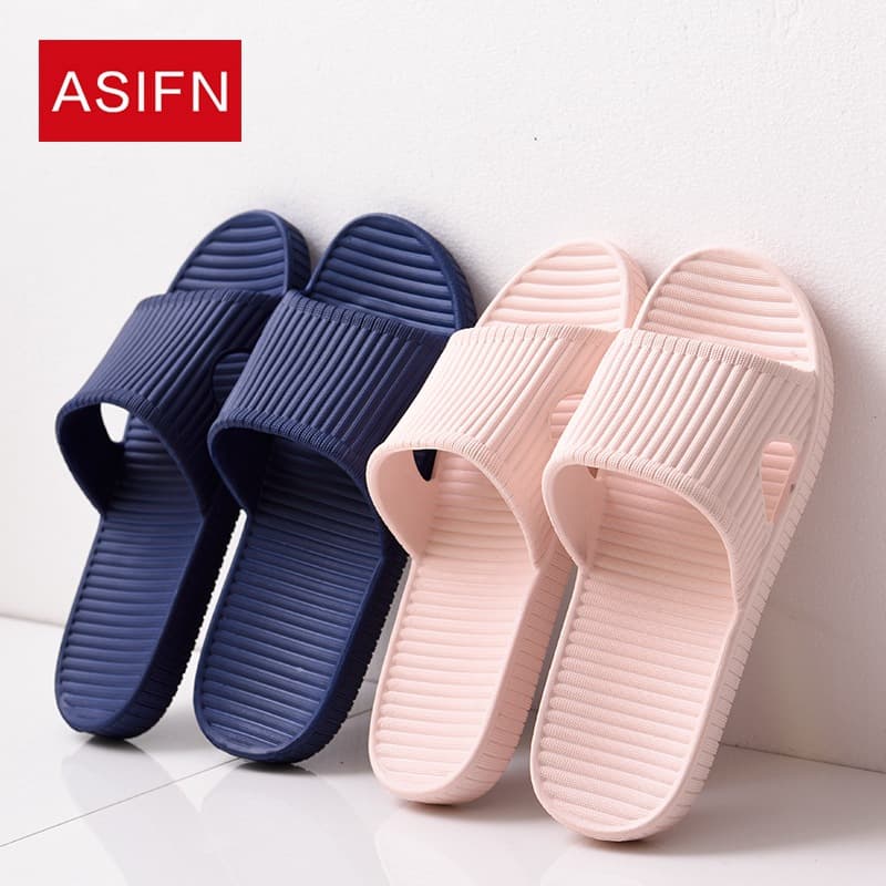 Bathroom Slippers for Women Summer Striped Indoor Home Slippers for Men Large Size Anti-Slip Hotel Slippers for Men Summer