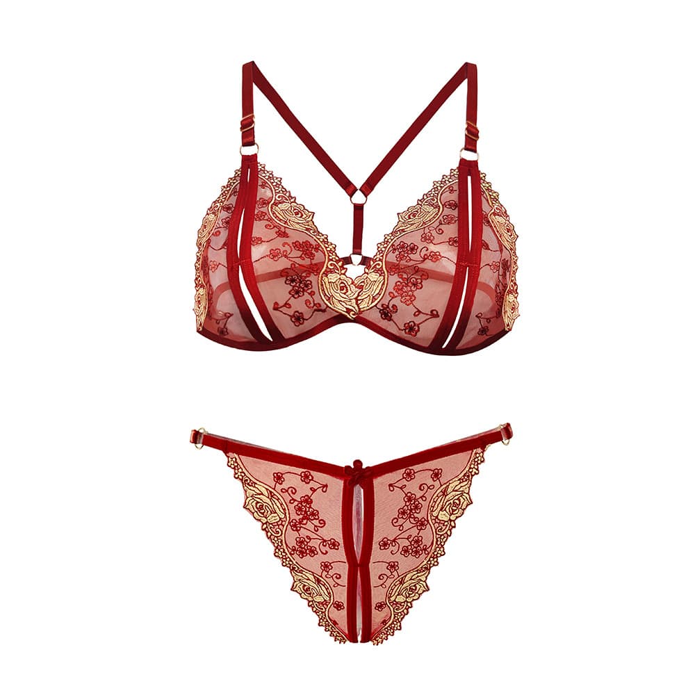 Sexy Lingerie Two-Piece Set, Lace Crotchless Hot Lingerie, Three-Point Set, Factory Wholesale